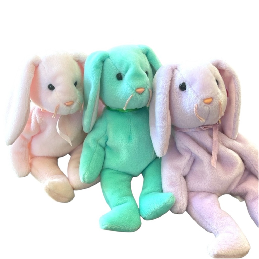 RARE SET | Vtg ‘96 Bunny Beanie Babies - Floppity, Hippity, Hoppity